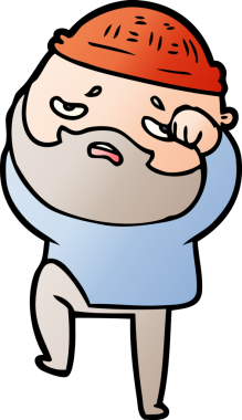 Bir insan tarafından çizilmiş sakallı endişeli bir adam.