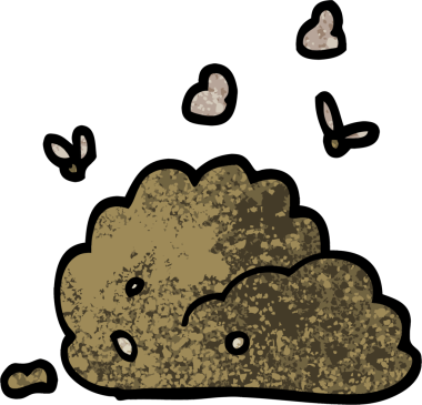 Bir insan tarafından çizilmiş grunge desenli çizgi film köpek kakası.