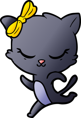 Bir insan tarafından çizilmiş yaylı şirin bir çizgi film kedisi.