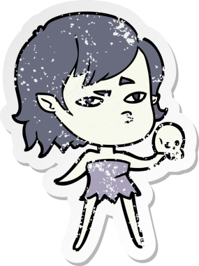 Bir insan tarafından çizilmiş vampir bir kızın sıkıntılı çıkartması.