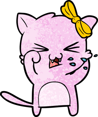 Bir insan tarafından çizilmiş çizgi film kedisi.