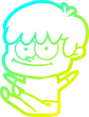 Bir insan tarafından çizilmiş mutlu bir çizgi film karakteri çizimi.