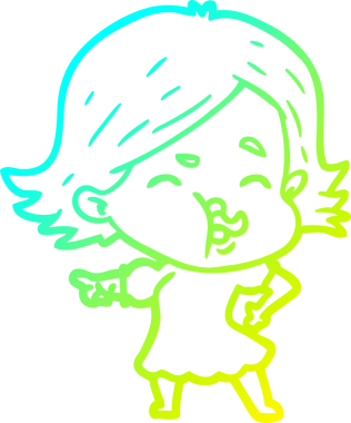 Bir insan tarafından çizilmiş bir karikatür kızı çizimi.