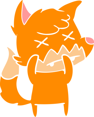 Bir insan tarafından çizilmiş düz renk çizgi film ölü tilki