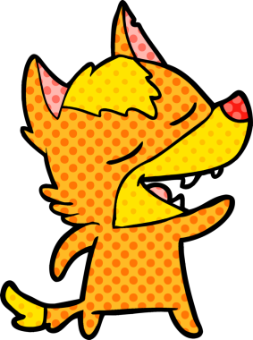 Bir insan tarafından çizilmiş tilki çizgi film karakteri