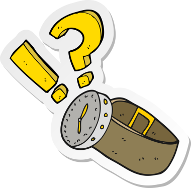 Bir insan tarafından çizilmiş karikatür kol saati çıkartması.