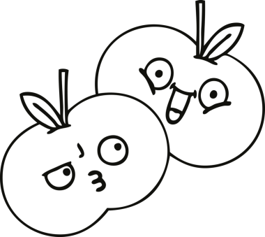 Bir insan tarafından çizilmiş elmaların çizgi çizimi