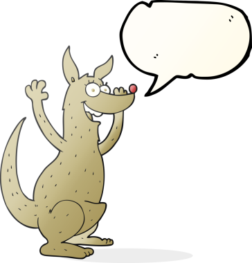 Bir insan tarafından çizilmiş serbest konuşma balonu çizgi filmi kangurusu.