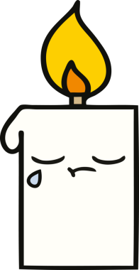 Bir insanın çizdiği yanan mum karikatürü.