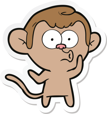 Bir insan tarafından çizilmiş korna çalan bir maymunun çıkartması.