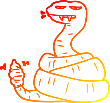 Bir insan tarafından çizilmiş kızgın bir çıngıraklı yılanın sıcak çizgi çizimi