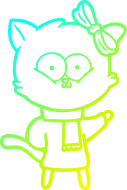 Bir insan tarafından çizilen çizgi film kedisinin soğuk gradyan çizgisi.