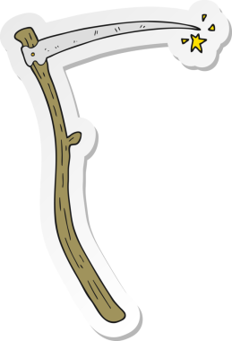 Bir insan tarafından çizilmiş keskin tırpanlı karikatür çıkartması.