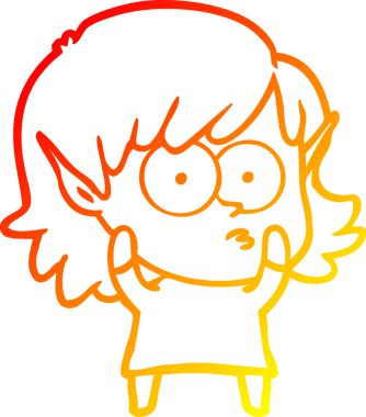 Bir insan tarafından çizilmiş, çizgi film karakteri bir elf kızı çizimi.