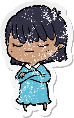 Bir insan tarafından çizilmiş karikatür bir kadının sıkıntılı çıkartması.