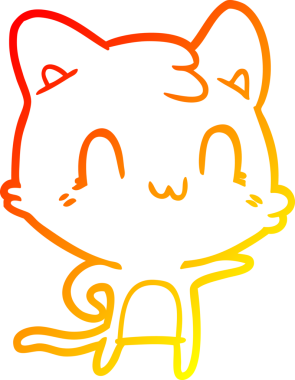 İnsan tarafından çizilmiş mutlu bir kedinin sıcak çizgi çizimi
