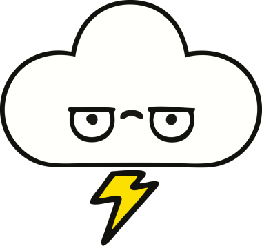 Bir insan tarafından çizilmiş fırtına bulutunun sevimli karikatürü.