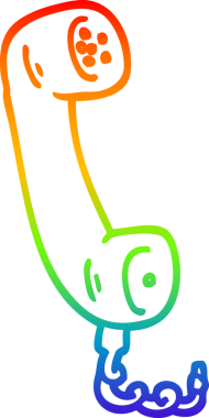 gökkuşağı gradyan çizgisi bir insan tarafından çizilmiş bir telefon ahizesinin çizimi