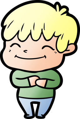 Bir insan tarafından çizilmiş mutlu çizgi film çocuğu.