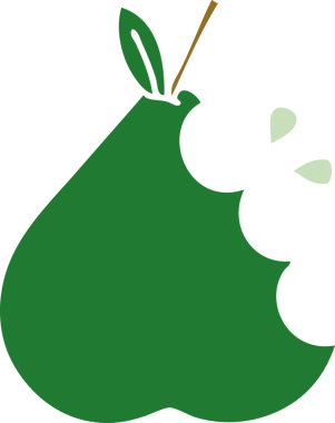 Bir insan tarafından çizilmiş bir armutun düz renkli retro karikatürü