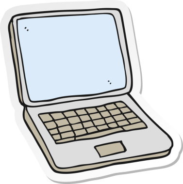 Bir insan tarafından çizilmiş dizüstü bilgisayar etiketi.