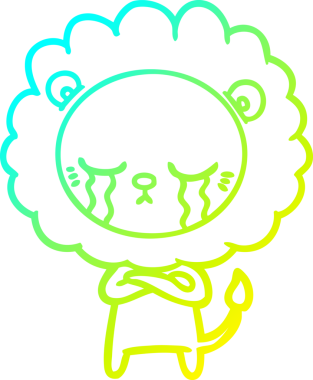 Bir insan tarafından çizilmiş ağlayan bir aslanın soğuk gradyan çizgisi.