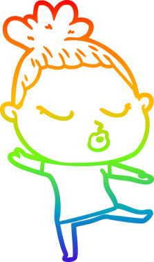 Gökkuşağı gradyan çizgi çizimi bir insan tarafından çizilmiş sakin bir kadın