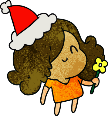 Bir insan tarafından çizilmiş kawai kızının el çizimi karikatürü.