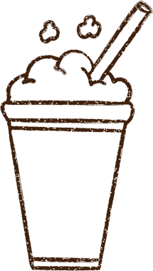 Bir insan tarafından çizilmiş buzlu içecek kömürü.