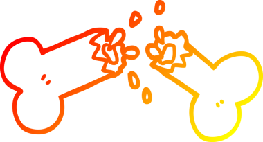 Bir insan tarafından çizilmiş kırık bir kemiğin sıcak çizgi çizimi