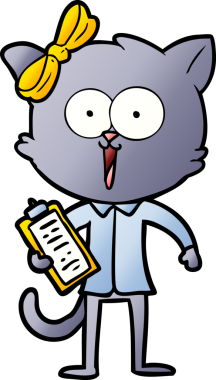 Bir insan tarafından çizilmiş çizgi film kedisi.