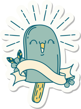 Bir insan tarafından çizilmiş dövme stili buz lolipopu.