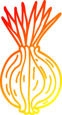 Bir insan tarafından çizilen soğan filizlenen çizgi filmin sıcak gradyan çizimi