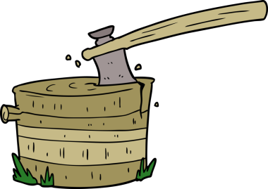 Bir insan tarafından çizilmiş baltalı ağaç kütüğü.