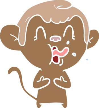 Bir insan tarafından çizilmiş düz renk çizgi film maymunu.