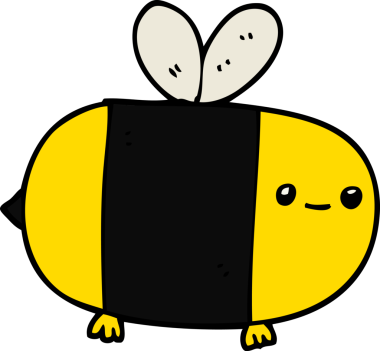 Bir insan tarafından çizilmiş şirin çizgi film arısı.