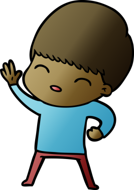 Bir insan tarafından çizilmiş mutlu çizgi film çocuğu.