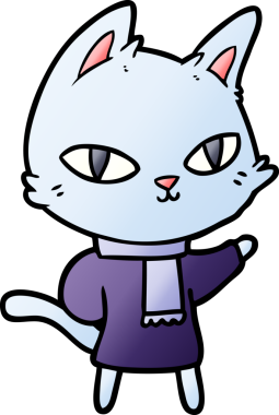 Bir insan tarafından çizilmiş çizgi film kedisi.