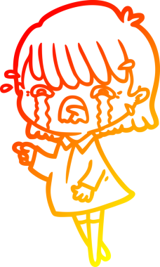 Bir insan tarafından çizilmiş ağlayan çizgi film kızı çizimi.