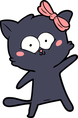 Bir insan tarafından çizilmiş çizgi film kedisi.