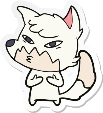 Bir insan tarafından çizilmiş akıllı bir tilkinin çıkartması.