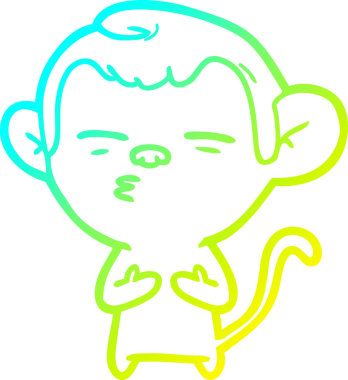 Bir insan tarafından çizilmiş şüpheli bir maymunun soğuk gradyan çizimi