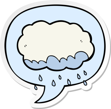 Bir insan tarafından çizilmiş konuşma balonu çıkartmalı karikatür yağmur bulutu.