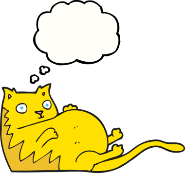 Bir insan tarafından çizilmiş serbest çizim balon karikatür şişman kedi