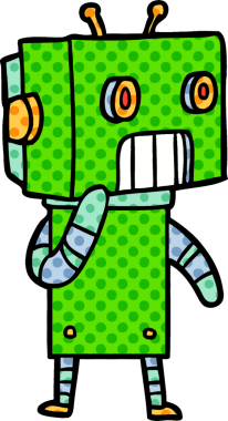 Bir insan tarafından çizilmiş çizgi film robotu