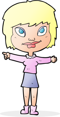 Bir insan tarafından çizilmiş çizgi film kadını.