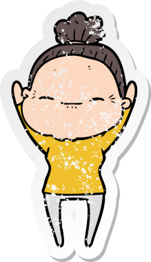 Bir insan tarafından çizilmiş barışçıl yaşlı bir kadının sıkıntılı çıkartması.