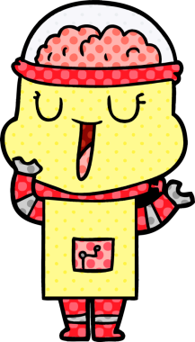 Bir insan tarafından çizilmiş mutlu çizgi film robotu