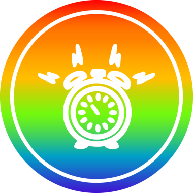 Alarm saati dairesel simgesi gökkuşağı gradyan bir insan tarafından çizilmiş