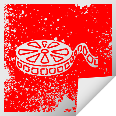 Bir insan tarafından çizilmiş bir film makarasının kare soyma etiketi.